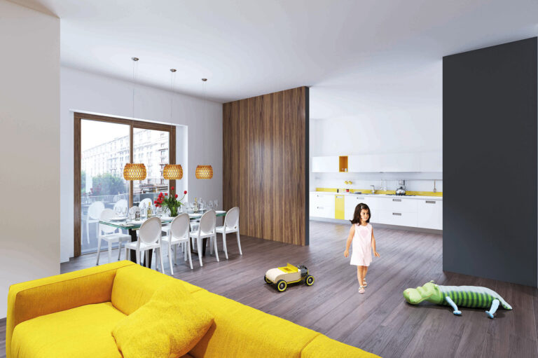 Porta scorrevole aperta (Render: Stefano Mattaboni)